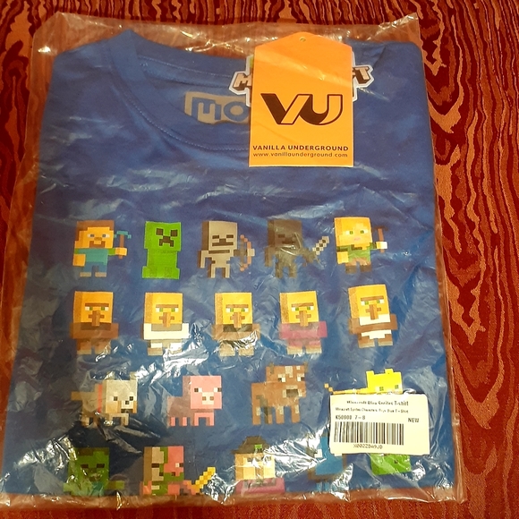 MINECRAFT SPRITES CHARACTERS SIZE 7-8 YEARS OLD BLUE SHORT SLEEVE T-SHIR… - Picture 5 of 9